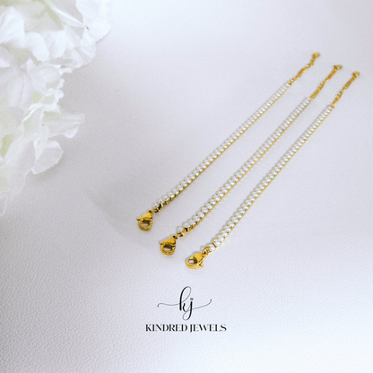[SG] Faux Pearl Pave Bracelet in Gold | Stainless Steel | Kindred Jewels