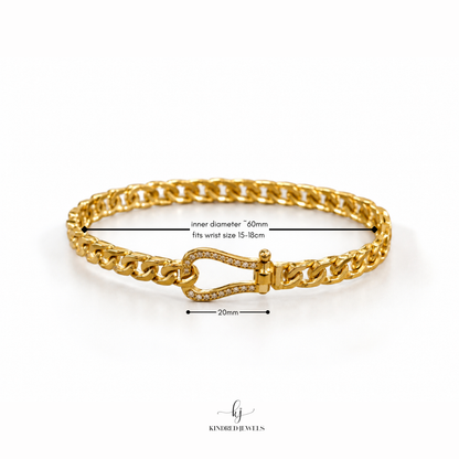 [SG] Horseshoe Bling Bangle | Stainless Steel | Kindred Jewels