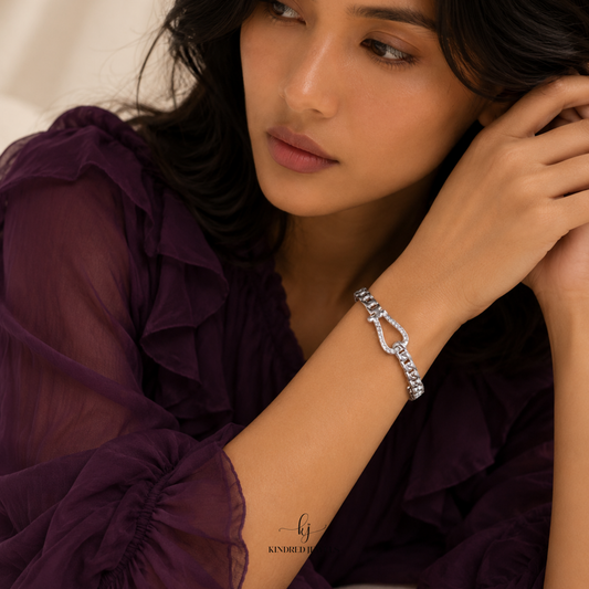 [SG] Horseshoe Bling Bangle | Stainless Steel | Kindred Jewels