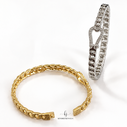 [SG] Horseshoe Bling Bangle | Stainless Steel | Kindred Jewels