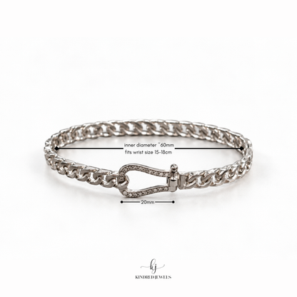 [SG] Horseshoe Bling Bangle | Stainless Steel | Kindred Jewels