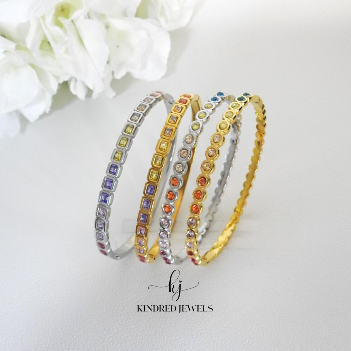 [SG] Rainbow Bezel Bangle | Kindred Jewels