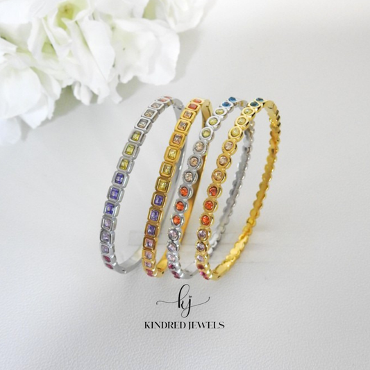 [SG] Rainbow Bezel Bangle | Kindred Jewels