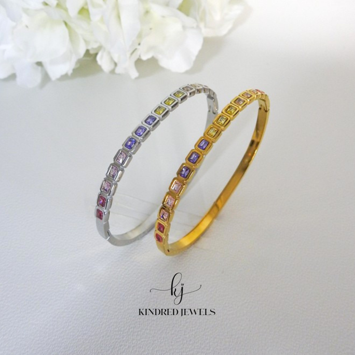 [SG] Rainbow Bezel Bangle | Kindred Jewels