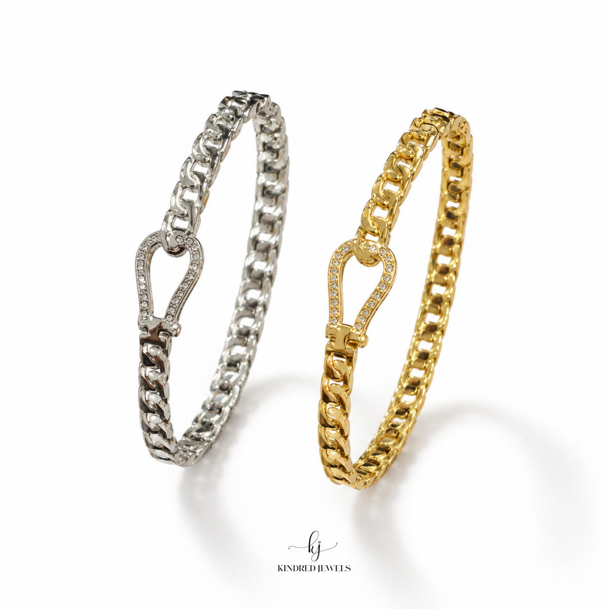 [SG] Horseshoe Bling Bangle | Stainless Steel | Kindred Jewels