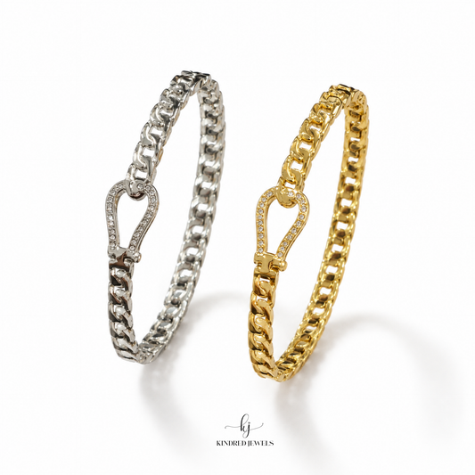 [SG] Horseshoe Bling Bangle | Stainless Steel | Kindred Jewels