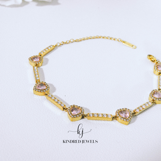 [SG] Halo Heart Bracelet in Gold | Stainless Steel | Kindred Jewels