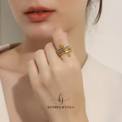 [SG] Two-Tone Pin Statement Ring | Kindred Jewels
