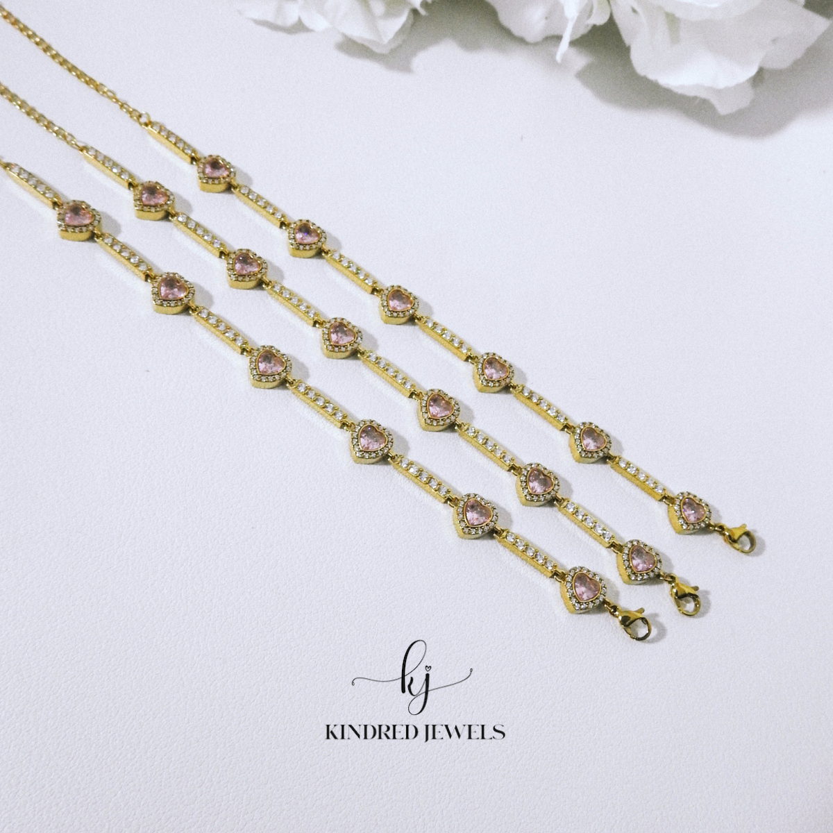 [SG] Halo Heart Bracelet in Gold | Stainless Steel | Kindred Jewels