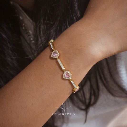 [SG] Halo Heart Bracelet in Gold | Stainless Steel | Kindred Jewels