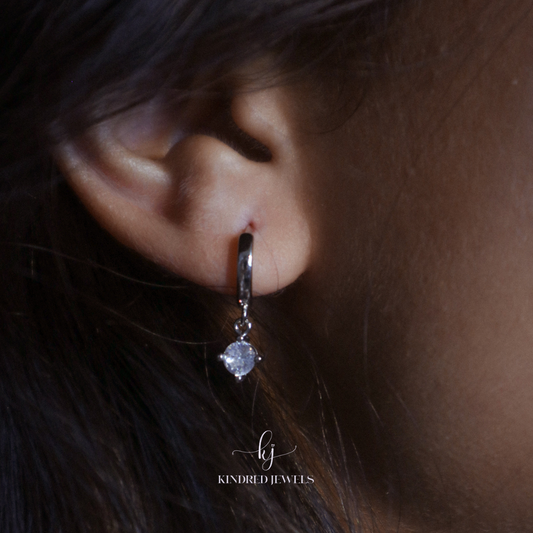 [SG] Cinta Solitaire Dangle Hoop Earring | Kindred Jewels