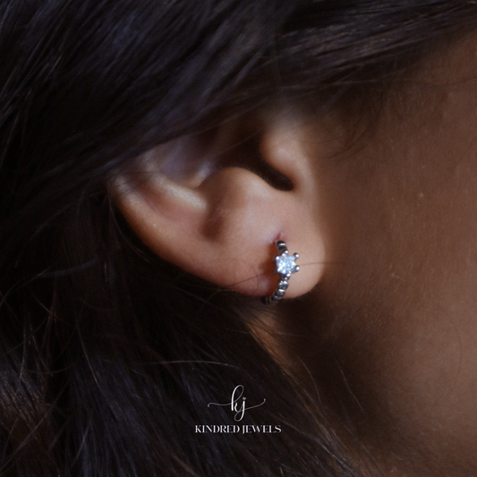 [SG] Mini Bubble Zircon Huggies Helix Earring | Kindred Jewels