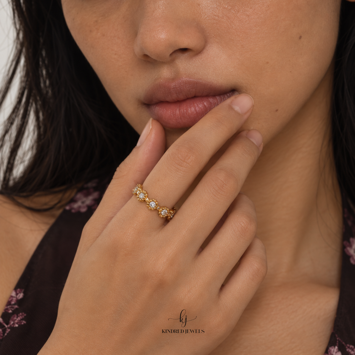 [SG] Bloom Pave Ring | US6-US9 | Stainless Steel | Kindred Jewels