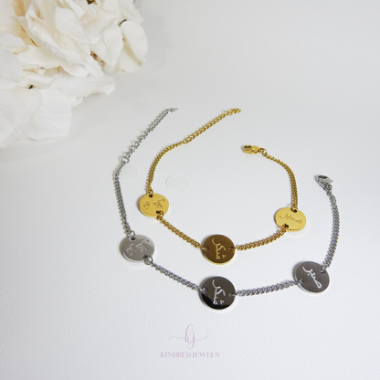 [SG] Arabic Disc Bracelet (Shukr/Tawakkul/Sabr) | Kindred Jewels