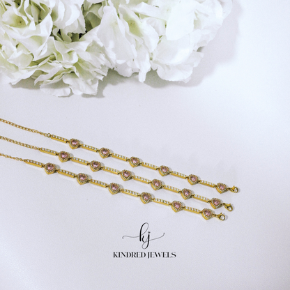 [SG] Halo Heart Bracelet in Gold | Stainless Steel | Kindred Jewels