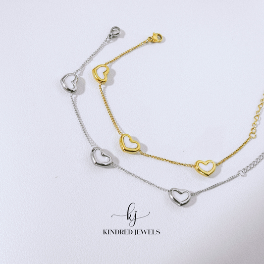 [SG] Le Petite MOP Heart Bracelet | Stainless Steel | Kindred Jewels