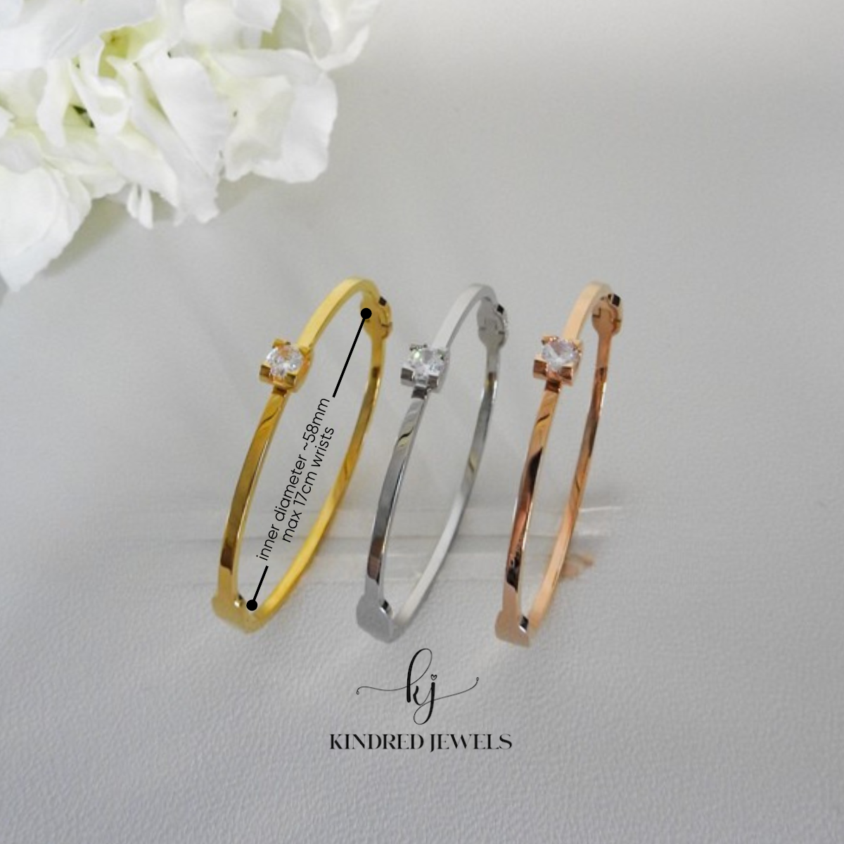 [SG] Cinta Solitaire Bangle | Kindred Jewels