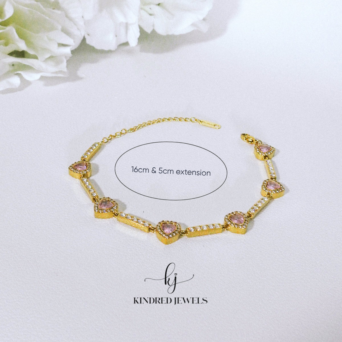 [SG] Halo Heart Bracelet in Gold | Stainless Steel | Kindred Jewels