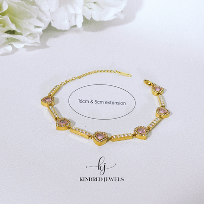 [SG] Halo Heart Bracelet in Gold | Stainless Steel | Kindred Jewels