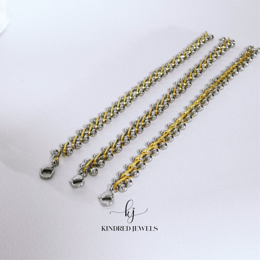 [SG] Two-Toned Bone Unisex Bracelet | Stainless Steel | Kindred Jewels