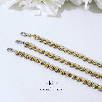 [SG] Two-Toned Bone Unisex Bracelet | Stainless Steel | Kindred Jewels