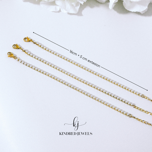 [SG] Faux Pearl Pave Bracelet in Gold | Stainless Steel | Kindred Jewels