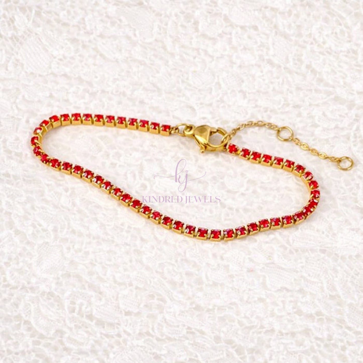 [SG] Scarlet Tennis Bracelet 15cm | Limited Edition | Kindred Jewels