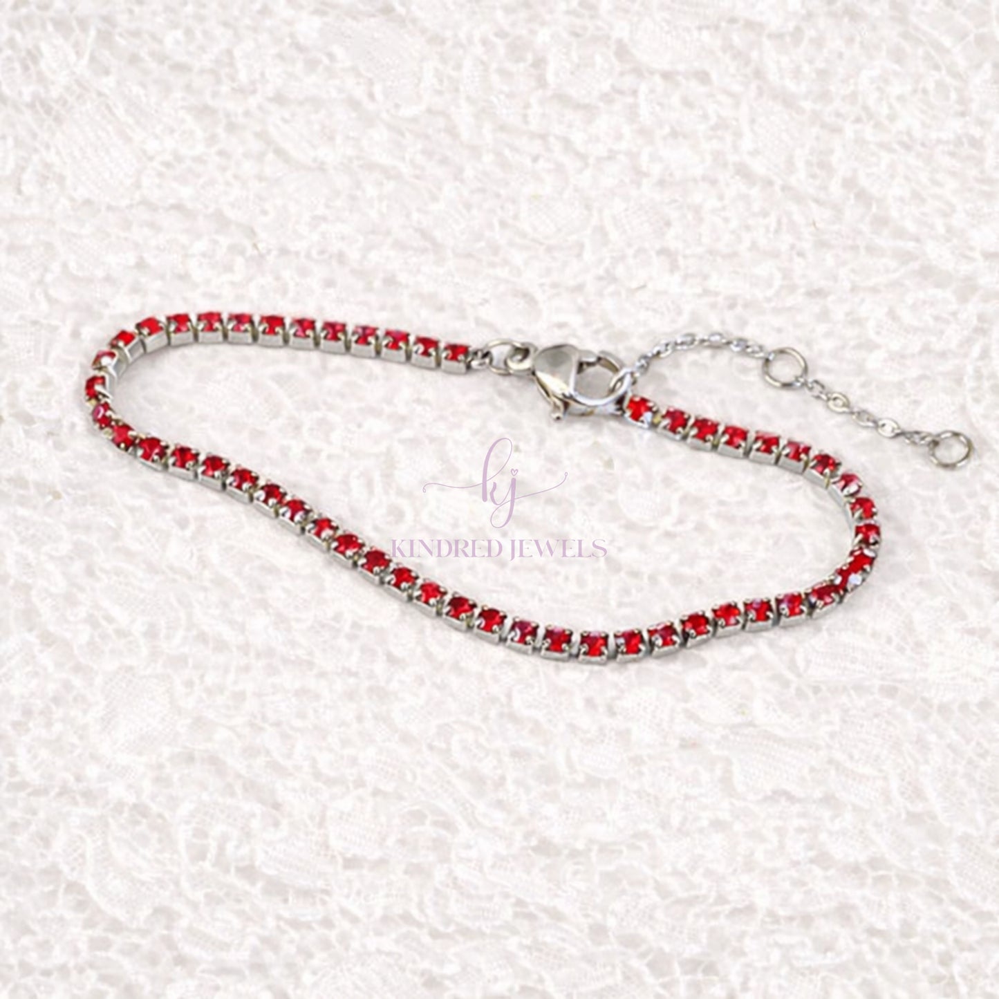 [SG] Scarlet Tennis Bracelet 15cm | Limited Edition | Kindred Jewels